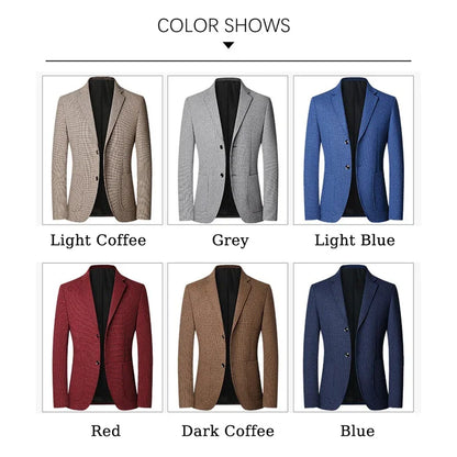 Brand 2026 Spring Elegant Blazer for Men Long Sleeve 2 Button Wedding Party Easy Care Business Blazers Suits Men