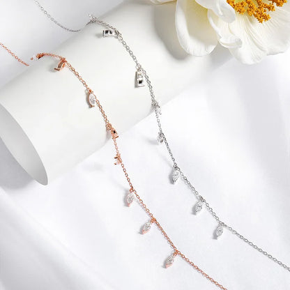 Certified 3*6mm Marquise Cut Moissanite Necklace 9 Gems Pendant Girls Gift Lab Diamond Chain 100% Real Pure 925 Silver