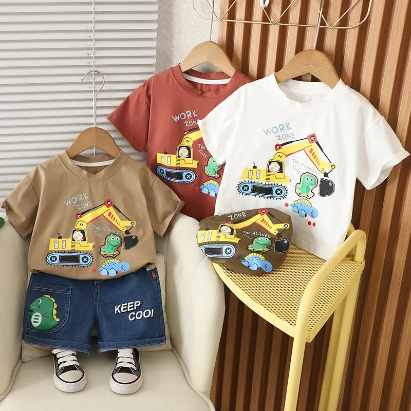 New Summer Baby Boys Clothes Set Children Short Sleeved T-Shirt Shorts 2Pcs/Sets Kids Girls Clothing Suit Infant Cartoon Costume
