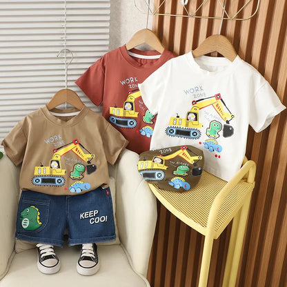 New Summer Baby Boys Clothes Set Children Short Sleeved T-Shirt Shorts 2Pcs/Sets Kids Girls Clothing Suit Infant Cartoon Costume