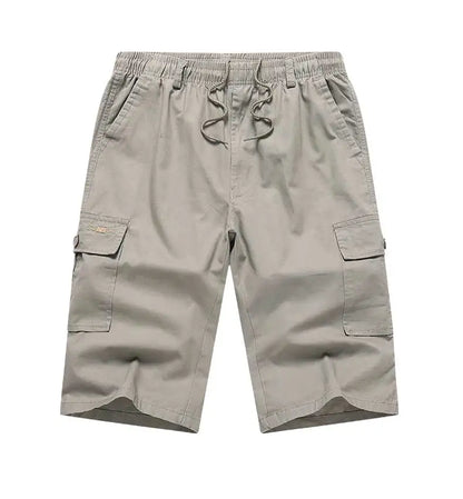 Men Cropped Cargo Shorts Men's Casual Sports Pants Zipper Pocket Summer Cotton Shorts Running Jogger Shorts Elastic Waist
