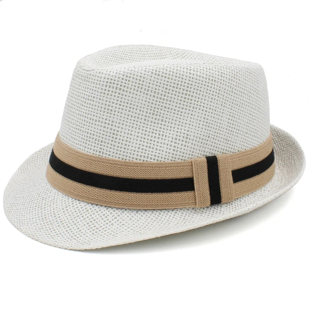 2 Sizes Parent-child Men Women Kids Boy Straw Fedora Hats Summer Trilby Sunhat Classical Jazz Caps Sombrero Beach Outdoor Travel