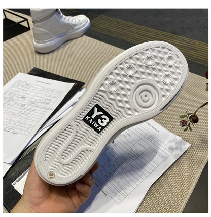 New Fashion High-top Casual Shoes Men Platform White Ankle Boot in Canvas Zipper Ornament Sneaker Boots Handcrafted Man Footwear