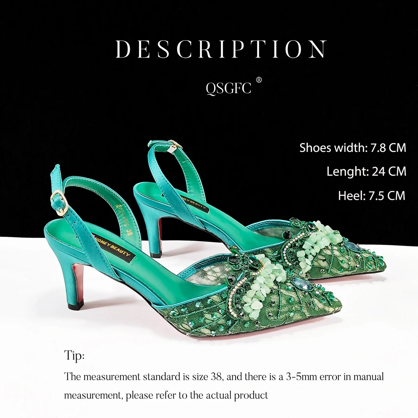 Italian Design Rhinestones and Coral Stones Ladies Party Shoes High Heels Pointed Toe Coffee Color Women's Shoes