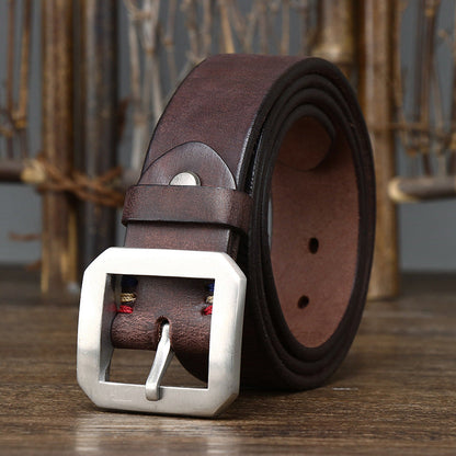 3.8CM Thick Cowhide Genuine Leather Casual Jeans Belt Men High Quality Stainless Steel Buckle Luxury Male Strap Cowboy Cintos