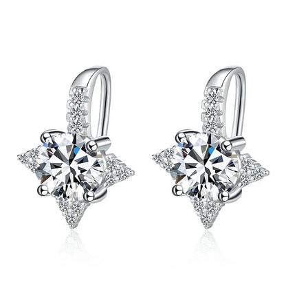 NeeTim 1ct 6.5mm Moissanite Earrings for Women S925 Sterling Silver with Gold Plated Diamond Earring Wedding Party Fine Jewelry