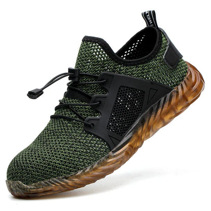 Men Steel Toe Safety Work Shoes Mesh Breathable Lightweight Comfortable Industrial Construction Shoes Puncture Proof Anti slip