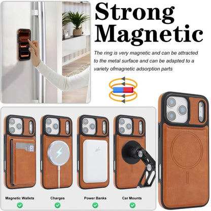 Magnetic Wallet Phone Case for iPhone 13 14 15 16 17 Pro Max, Wireless Charging Foldable Stand, Card Holder Protective Cover