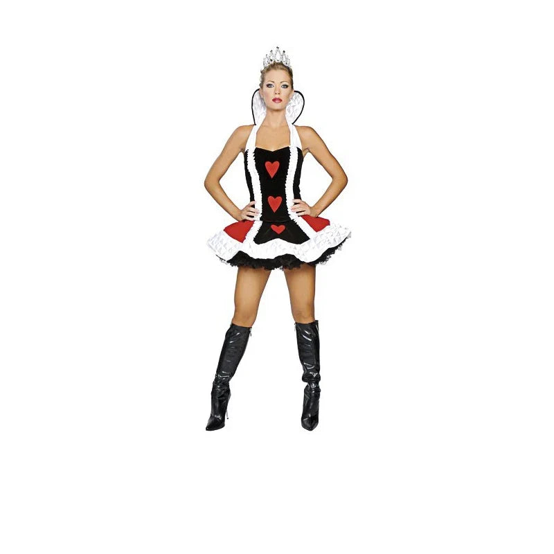 Sexy Queen of Hearts Costume Women Adult Fantasy Party Cosplay Fancy Sexy Costume Disfraz Adulto Halloween Carnival Dress Up