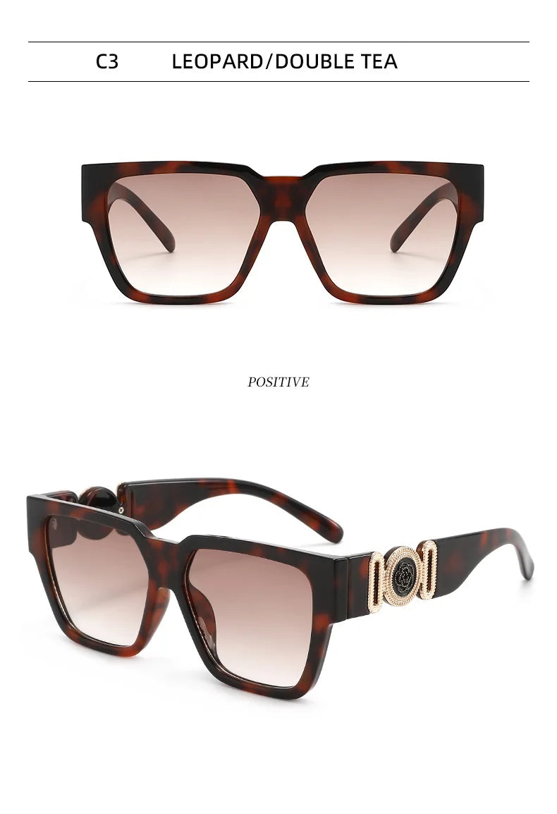 INS 2026 New Fashion Sunglasses Women Wide-leg Sun Glasses Men Trendy Brand Square Oversized Anti Blue Light Flat Mirror UV400