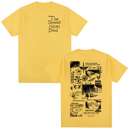 Anime The Summer Hikaru Died Hikaru Yoshiki Manga Short Sleeve T-shirts Men Women Fashion Cotton Casual Oversized T Shirt Couple