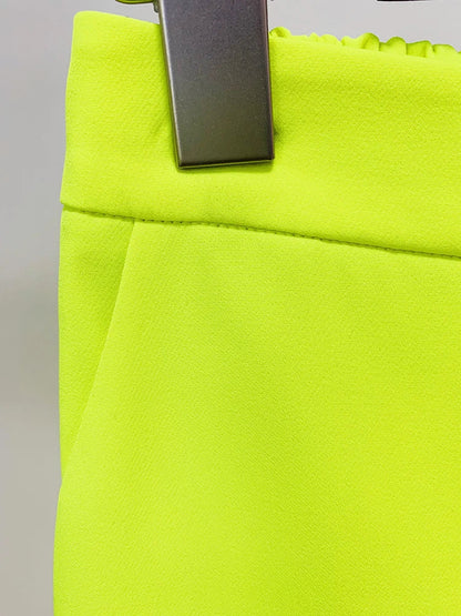 HIGH STREET Newest Fashion 2026 Designer Jacket Women Peak Strong Shoulder Double Breasted Long Blazer Fluorescein