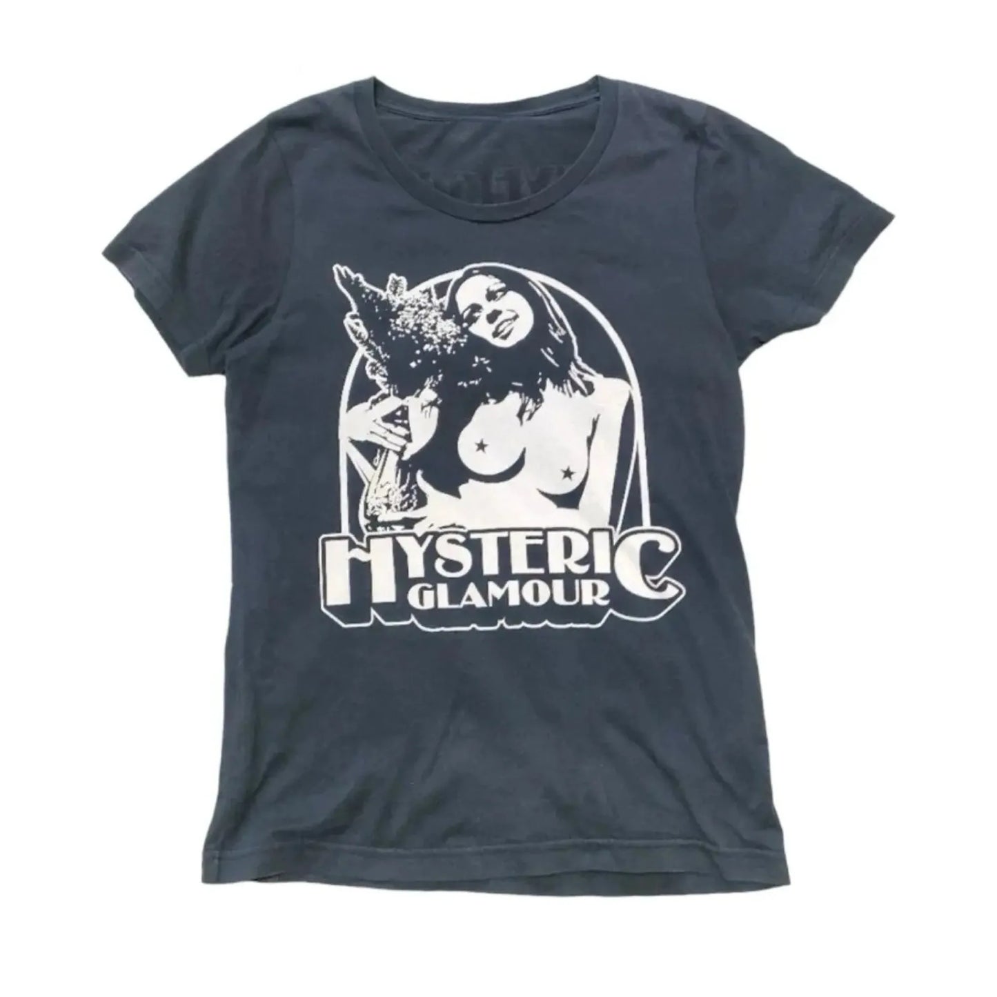 Hysteric Glamour 90s Retro Style Charcoal Reprint T Shirt for Men Women Y2k Graphic Short Sleeve Shirt Unisex Men Women Summer