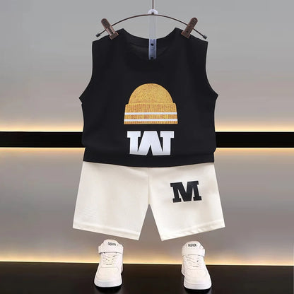 1Set Boys Girls Leisure Set Fashion Cartoon Children Short Sleeve Shorts Sets Summer Kids Clothes Baby Tee+Short Pants Tracksuit
