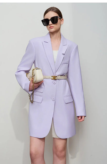 Minimalist Women's Jacket 2025 Autumn New Solid Color Commuter Loose Straight Women's Long Sleeve Top Long Blazer 12541154