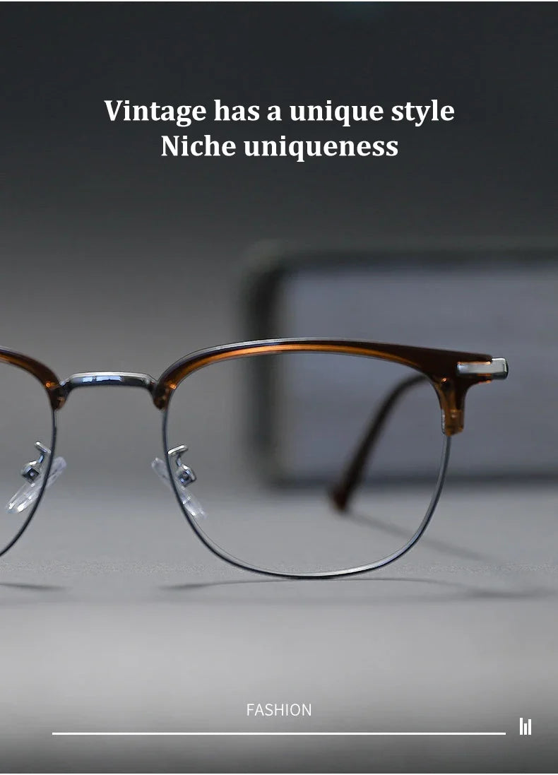 Fashion Vintage Teal Pure Titanium Eyeglasses Men and Women Computer Blue Blocking Myopia Customizable Prescription D8060