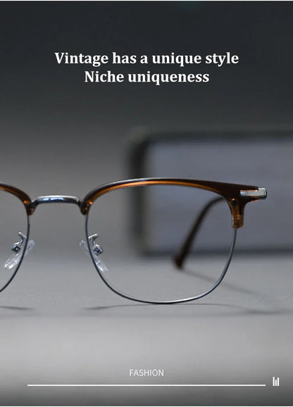 Fashion Vintage Teal Pure Titanium Eyeglasses Men and Women Computer Blue Blocking Myopia Customizable Prescription D8060