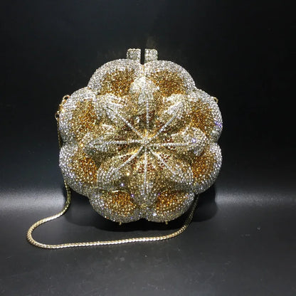 Rose Flower Crystal Evening Bags for Women Rhinestone Clutches Luxury Elegant Handbags Wedding Bride Gift Bags Banquet Shiny Bag