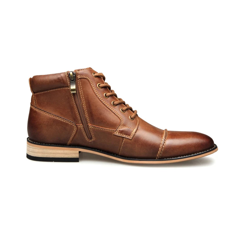 ZFTL New Men Ankle boots Handmade men Chelsea Genuine Leather Men boots Lace-up male Casual high-top boots big size 2025
