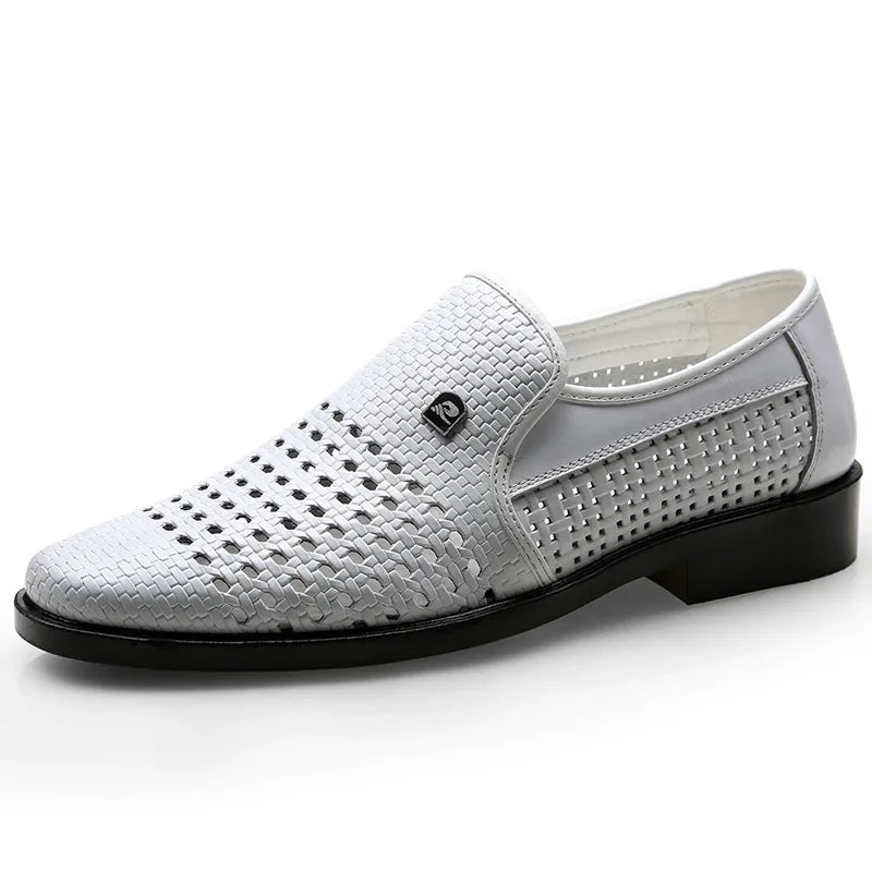 Spring Men Loafers Leather Men Shoes Summer Hollow Breathable Oxfords Man Casual Shoes Slip on Formal Dress Shoes for Man
