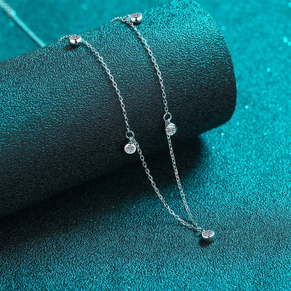 Luxury D Color Full 3/3.5mm Round Bubble Moissanite Diamond Tennis Necklace for Women Party S925 Silver 2-Layer Neck Chain