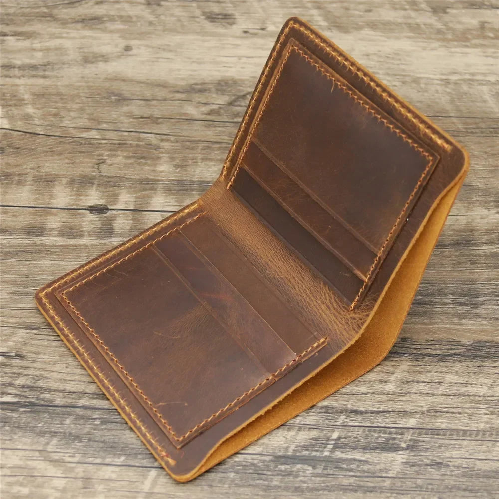 Men's Crazy Horse Leather Wallet, Genuine Leather Wallet, Card Bag, Simple Retro European and American Style, Mens Purse 2026