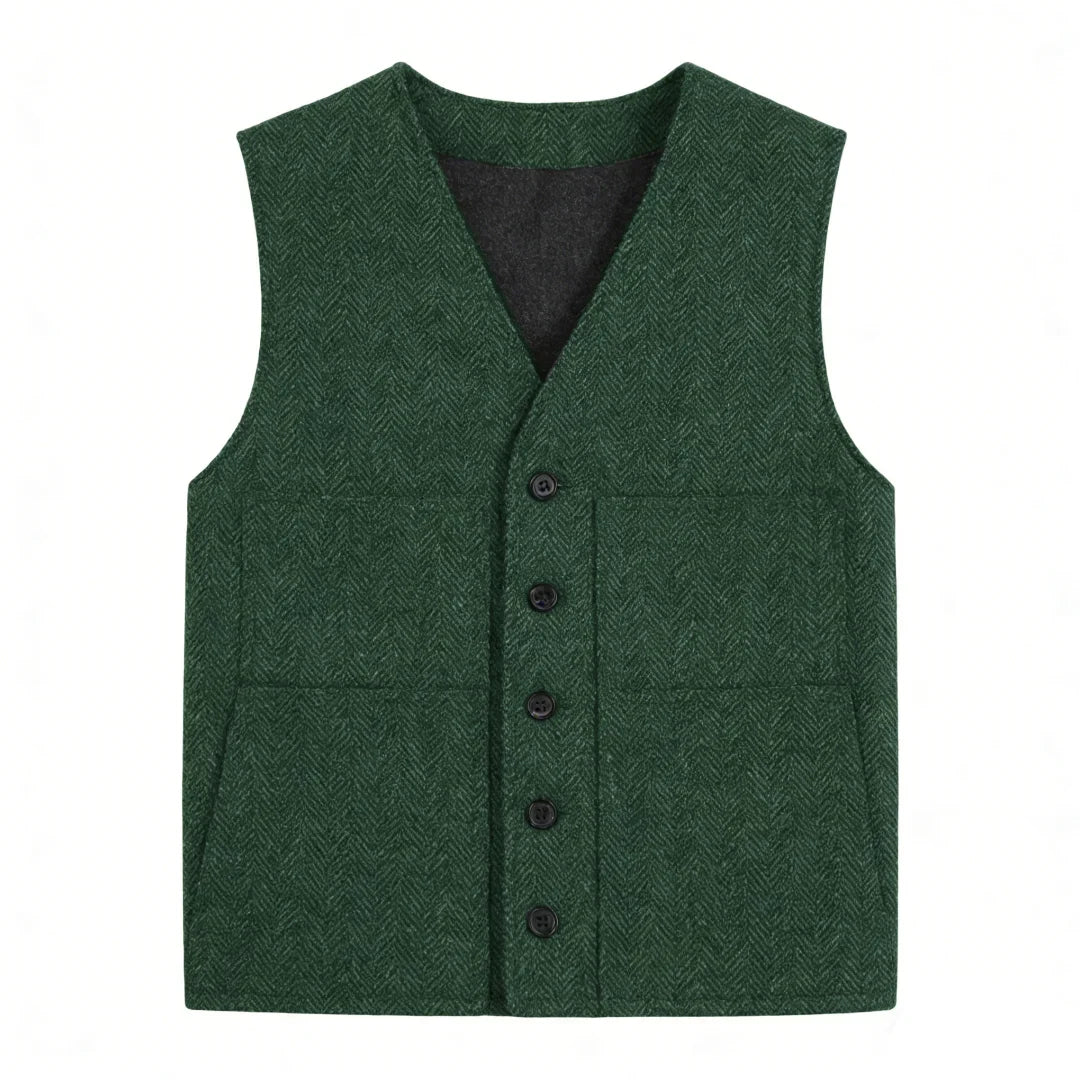 Men Vest Gray V Neck Herringbone Single Button Waistcoat For Wedding Birthday Banquet Party Business Work Daily Men Suit Vest