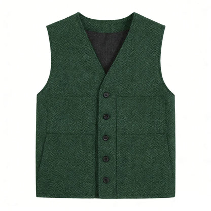 Men Vest Gray V Neck Herringbone Single Button Waistcoat For Wedding Birthday Banquet Party Business Work Daily Men Suit Vest