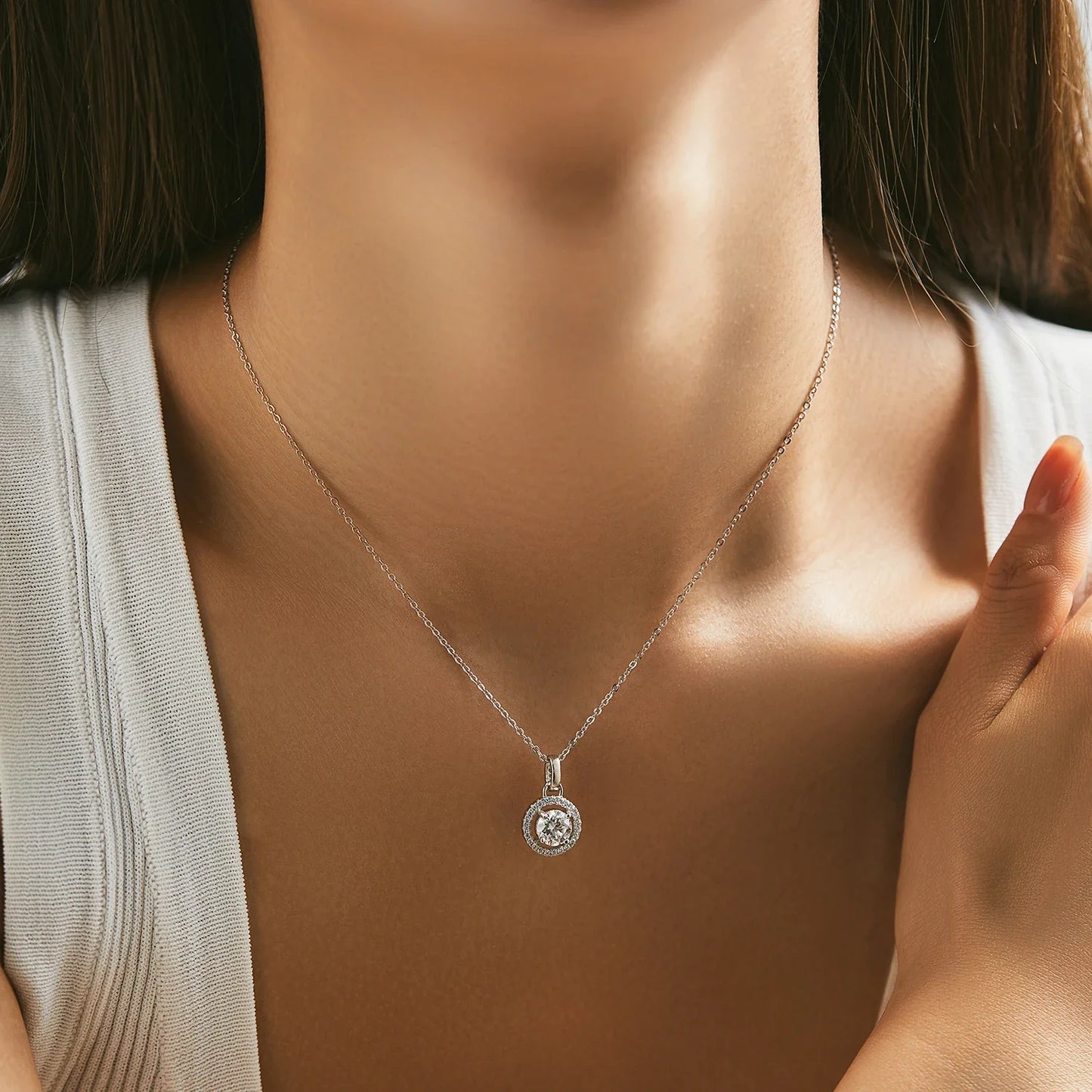 1 Carat D color Moissanite Pendant Necklace For Women 925 Sterling Silver Wedding Bridal Fine Jewelry With Certificate