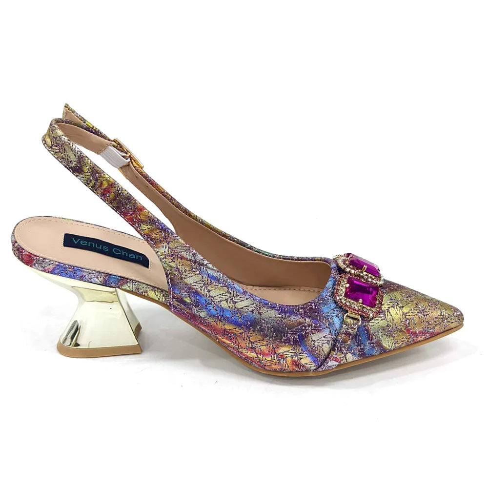 2024 Rhinestone Pointed-Toe High Heels Shoes and Bags Set for Women Wedding and Party Elegant Luxury Fashion in Wine Color