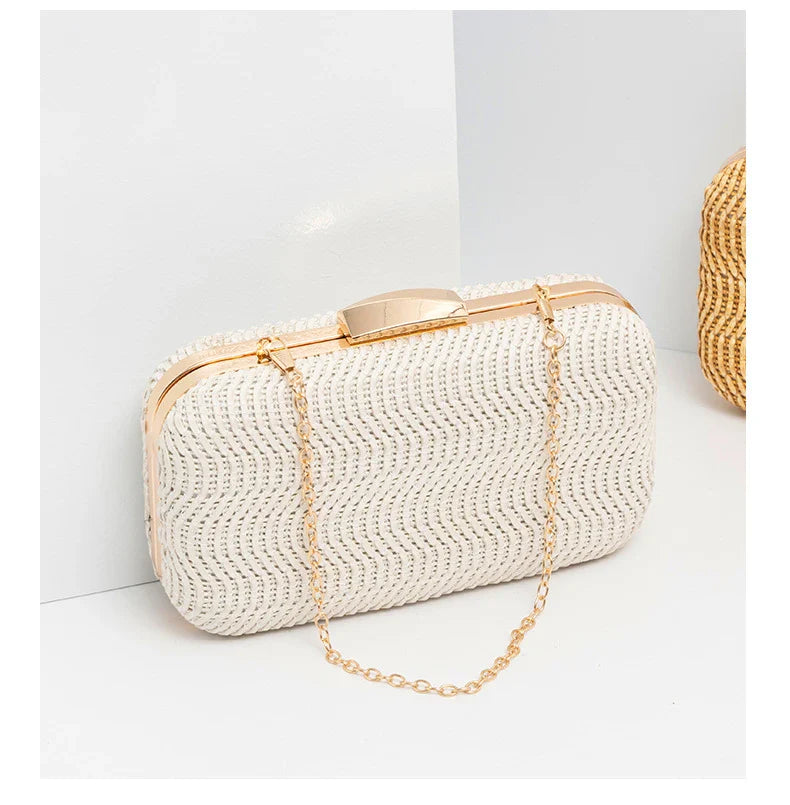 Casual Straw Women's Bag Yellow Clutch Woven Handbags Top Quality Luxury Bags Party Women's Shoulder Bags Purses Fashion Pouch
