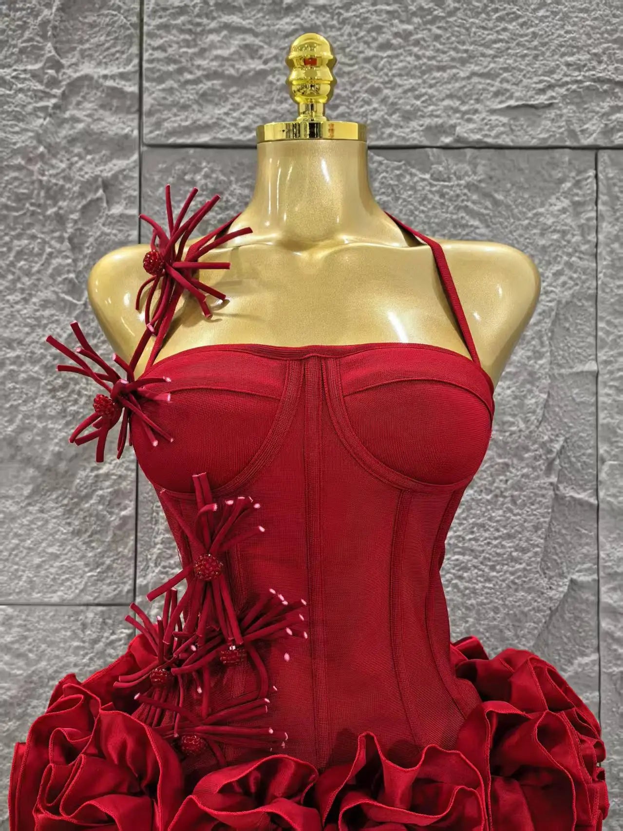 Christmas Style Women Sexy Strapless Florlas 2 PIeces Bodycon Mini Bandage Dress Nightclub Party Wedding Mermaid Outfit