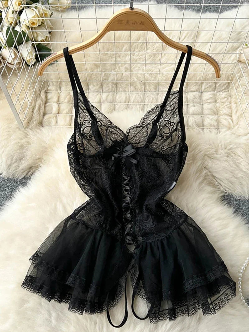 Woman Plus Size Sexy V-Neck Strap Dress Lace Trim Slim Short Dress Women Fashion Comfortable Dress Party Hotsweet