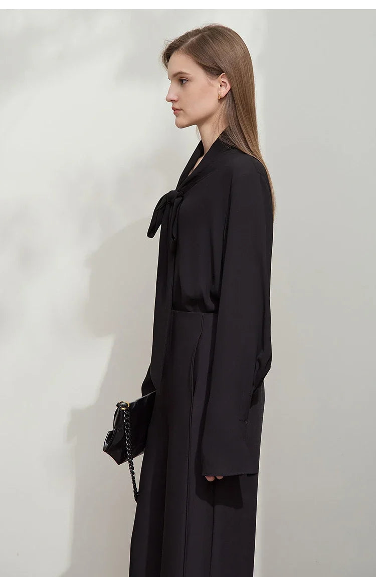 Minimalist Women's Premium Chiffon Blouse 2025 Autumn New Elegant French Luxury Commuter Basic Loose Shirt Tops 12541048