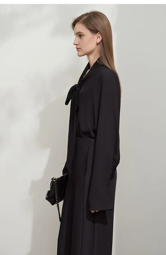 Minimalist Women's Premium Chiffon Blouse 2025 Autumn New Elegant French Luxury Commuter Basic Loose Shirt Tops 12541048
