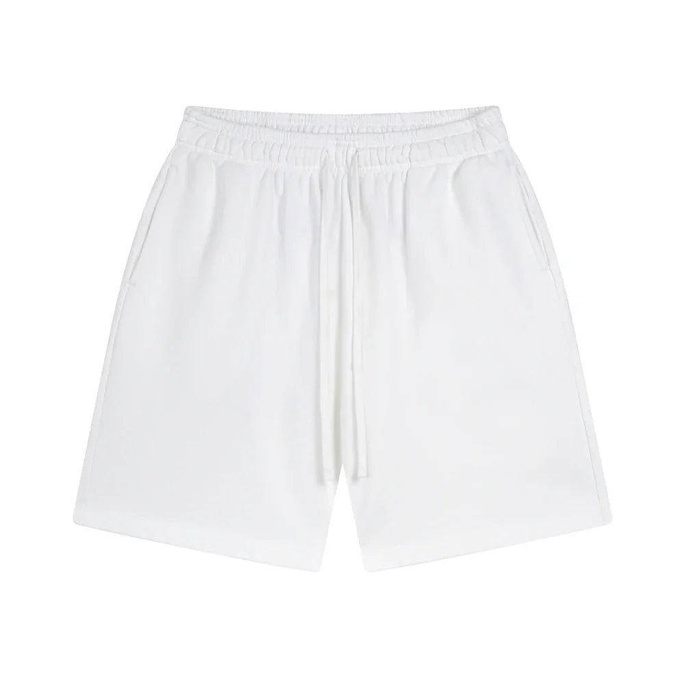 Fashion Summer Men 420gsm Washed Cotton Shorts Retro Unisex High Street Terry Knee Length Short Pants Streetwears HY0845