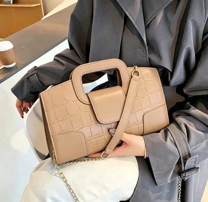 2025 New Crocodile Grain PU Leather Handbag for Women Vintage Large Capacity Evening Bag Simple Elegant Party Clutch Bag Shoulde