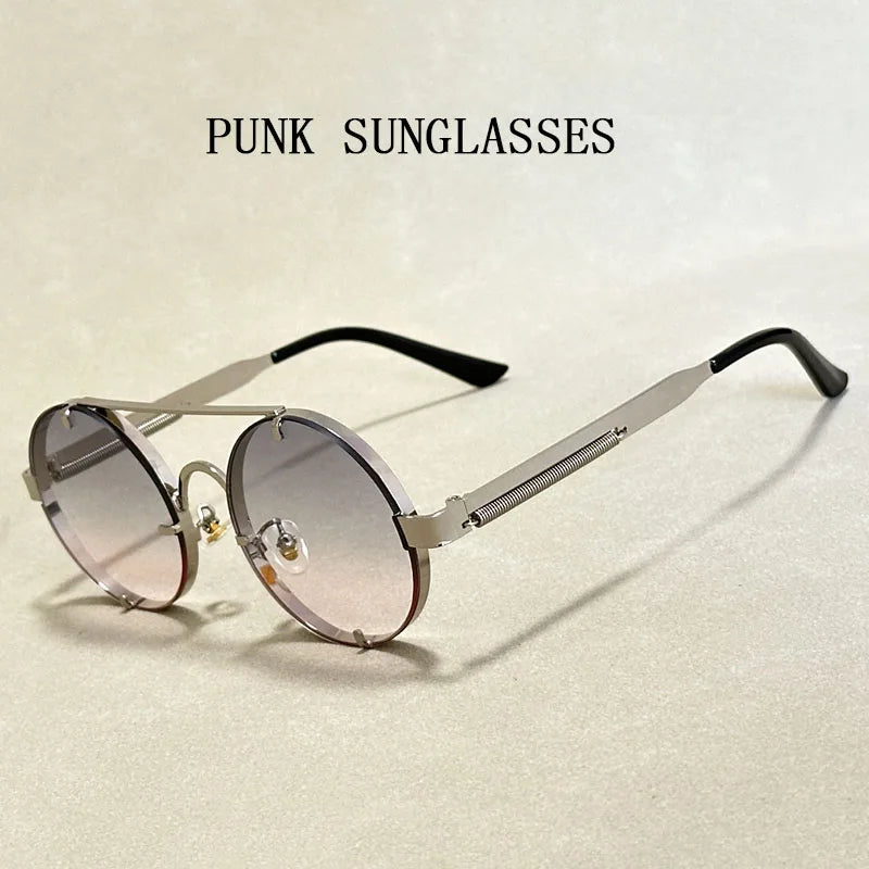 Round Steampunk Sunglasses For Men Fashionable Punk Sunglasses Women Trendy Vintage Fashion Glasses Retro Gafas De Sol Hombre
