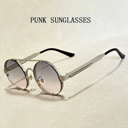 Round Steampunk Sunglasses For Men Fashionable Punk Sunglasses Women Trendy Vintage Fashion Glasses Retro Gafas De Sol Hombre