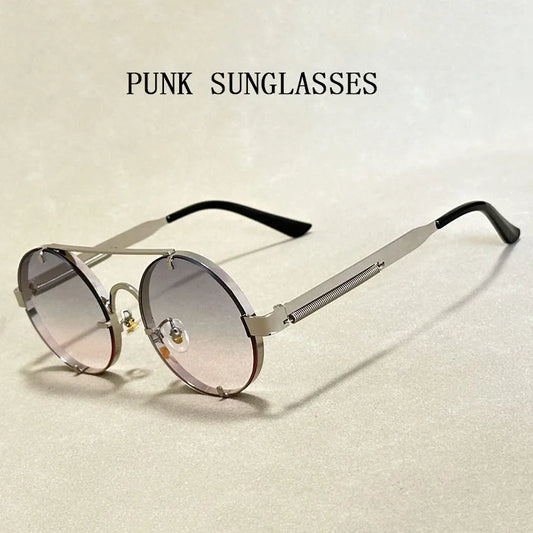 Round Steampunk Sunglasses For Men Fashionable Punk Sunglasses Women Trendy Vintage Fashion Glasses Retro Gafas De Sol Hombre