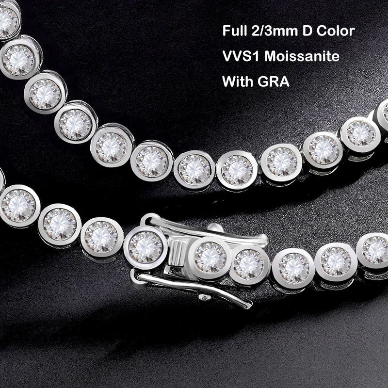 Sparkling 0.1ct 3mm Moissanite Tennis Bracelet with GRA for Women Party Fine Jewelry S925 Sterling Silver Diamond Bracelets