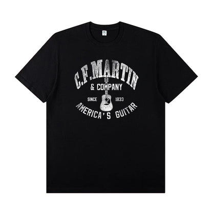 Martin Martin Guitarist Costume Rock Band T-shirt Men's Short Sleeve Instrument Print Cotton T-shirt Summer Clothing Tops Tee