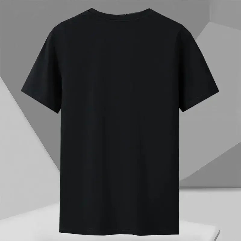 Men T-shirt Printed Tee Plus Size 110-180kg 5XL 6XL 7XL Black T Shirts Round Neck Short Sleeve Oversized Tops Big Size Clothing
