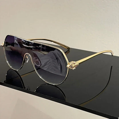 Men New Fashion Metal Rim Monoblock Outdoor Shades Women Trendy Luxury Brand Design Sun Glasses Oversize Pilot Sunglasses