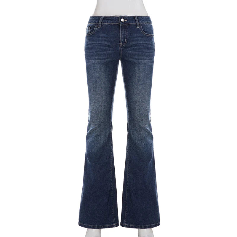 Y2k Low-Waist Slim Skinny Jeans Women's Casual Streetwear Denim Pants Vintage Aesthetic 2000s Trousers All match Outfit