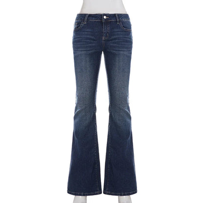 Y2k Low-Waist Slim Skinny Jeans Women's Casual Streetwear Denim Pants Vintage Aesthetic 2000s Trousers All match Outfit