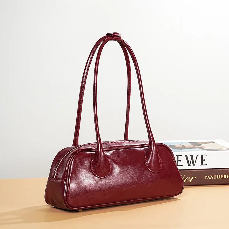 underarm cowhide Genuine leather handbags women vintage shoulder bag female korean luxury bag high quality 2025