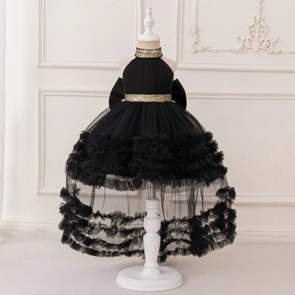 Big Bow Sequin Baby Party Girl Dresses Toddler Trailing 1st Bridesmaid Birthday Princess Dress Baby Gala Wedding Evening Costume