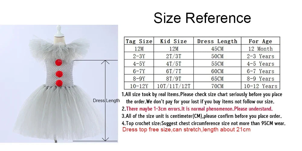 Gray Joker Girls Halloween LED Light Up Costume Tutu Dress Creepy Clown Kids Tulle Dress Carnival Party Cosplay Clothing 2-12Y