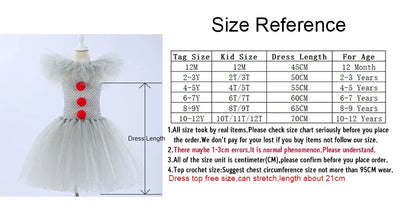 Gray Joker Girls Halloween LED Light Up Costume Tutu Dress Creepy Clown Kids Tulle Dress Carnival Party Cosplay Clothing 2-12Y